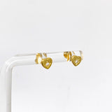 Cubic Zirconia Gold Plated Heart Stud Earrings SE1063-YG