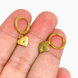 Cubic Zirconia Gold Plated Heart Drop Huggie Earrings SE2717-YG