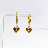 Cubic Zirconia Gold Plated Heart Drop Huggie Earrings SE2717-YG