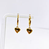 Cubic Zirconia Gold Plated Heart Drop Huggie Earrings SE2717-YG