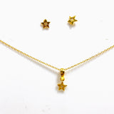 Cubic Zirconia Gold Plated Star Necklace and Earring Set SET195