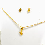 Cubic Zirconia Gold Plated Star Necklace and Earring Set SET195
