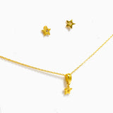 Cubic Zirconia Gold Plated Star Necklace and Earring Set SET195