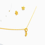 Cubic Zirconia Gold Plated Star Necklace and Earring Set SET195
