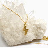 Cubic Zirconia Lightning Bolt Gold Plated Pendant on a Ball Chain 42cm NK548-YG