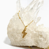 Cubic Zirconia Lightning Bolt Gold Plated Pendant on a Ball Chain 42cm NK548-YG