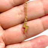 Cubic Zirconia Lightning Bolt Gold Plated Pendant on a Ball Chain 42cm NK548-YG