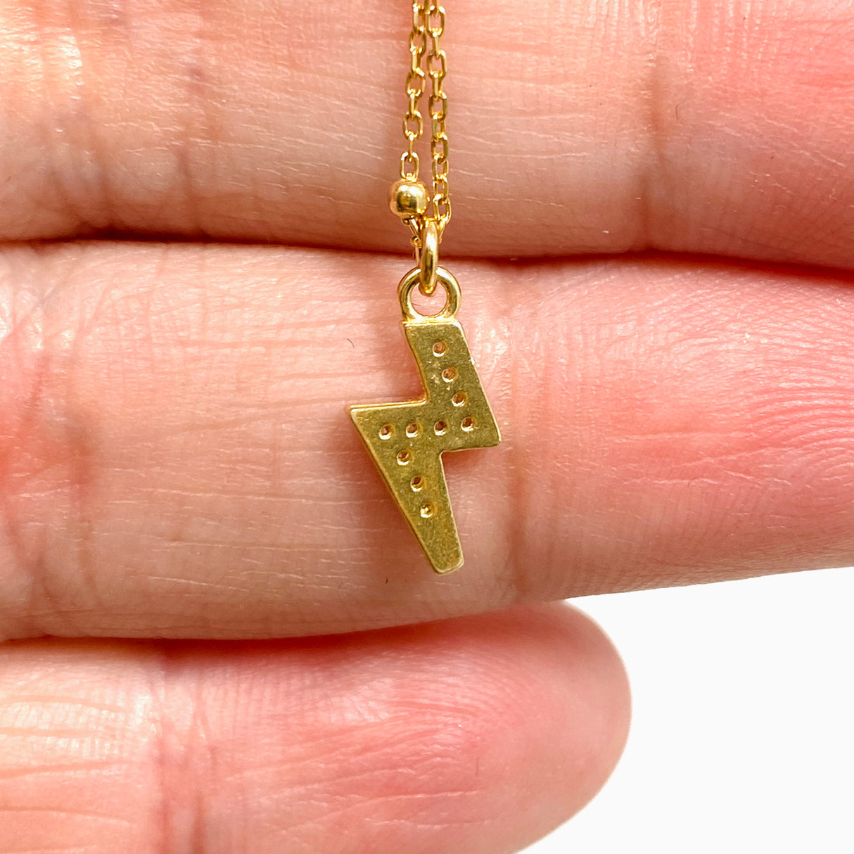 Cubic Zirconia Lightning Bolt Gold Plated Pendant on a Ball Chain 42cm NK548-YG