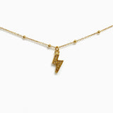 Cubic Zirconia Lightning Bolt Gold Plated Pendant on a Ball Chain 42cm NK548-YG