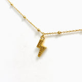 Cubic Zirconia Lightning Bolt Gold Plated Pendant on a Ball Chain 42cm NK548-YG