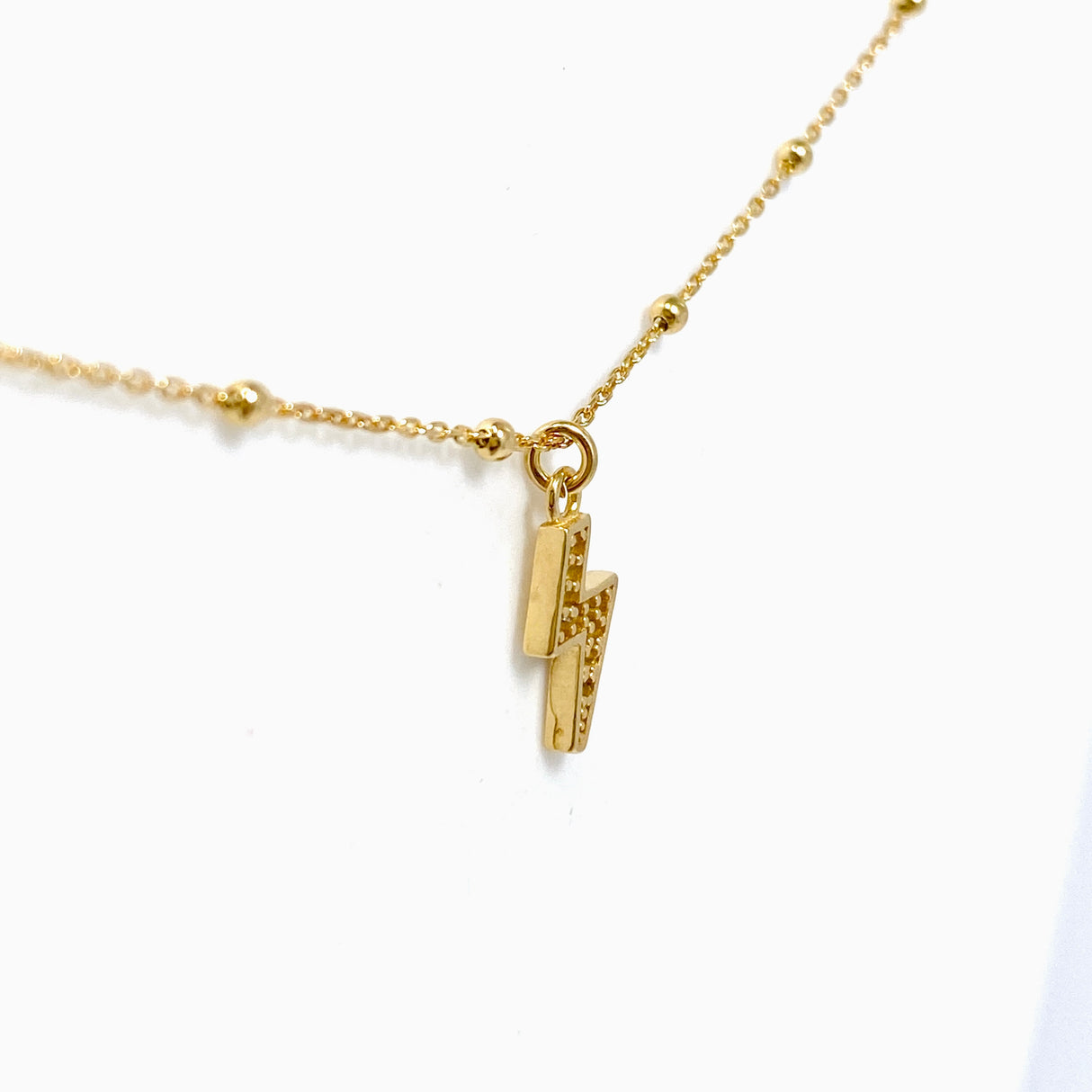 Cubic Zirconia Lightning Bolt Gold Plated Pendant on a Ball Chain 42cm NK548-YG