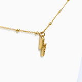 Cubic Zirconia Lightning Bolt Gold Plated Pendant on a Ball Chain 42cm NK548-YG