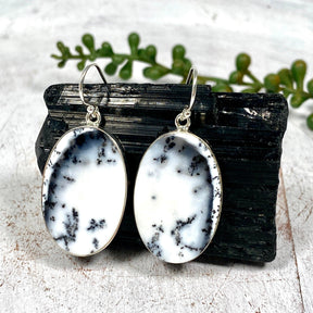 Dendritic Opal large oval earrings KEGJ1284 - Nature's Magick