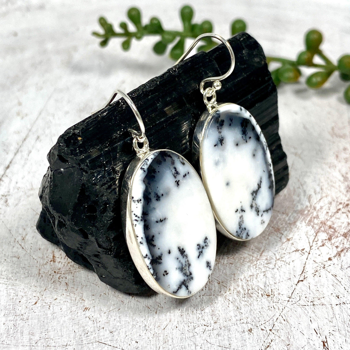 Dendritic Opal large oval earrings KEGJ1284 - Nature's Magick