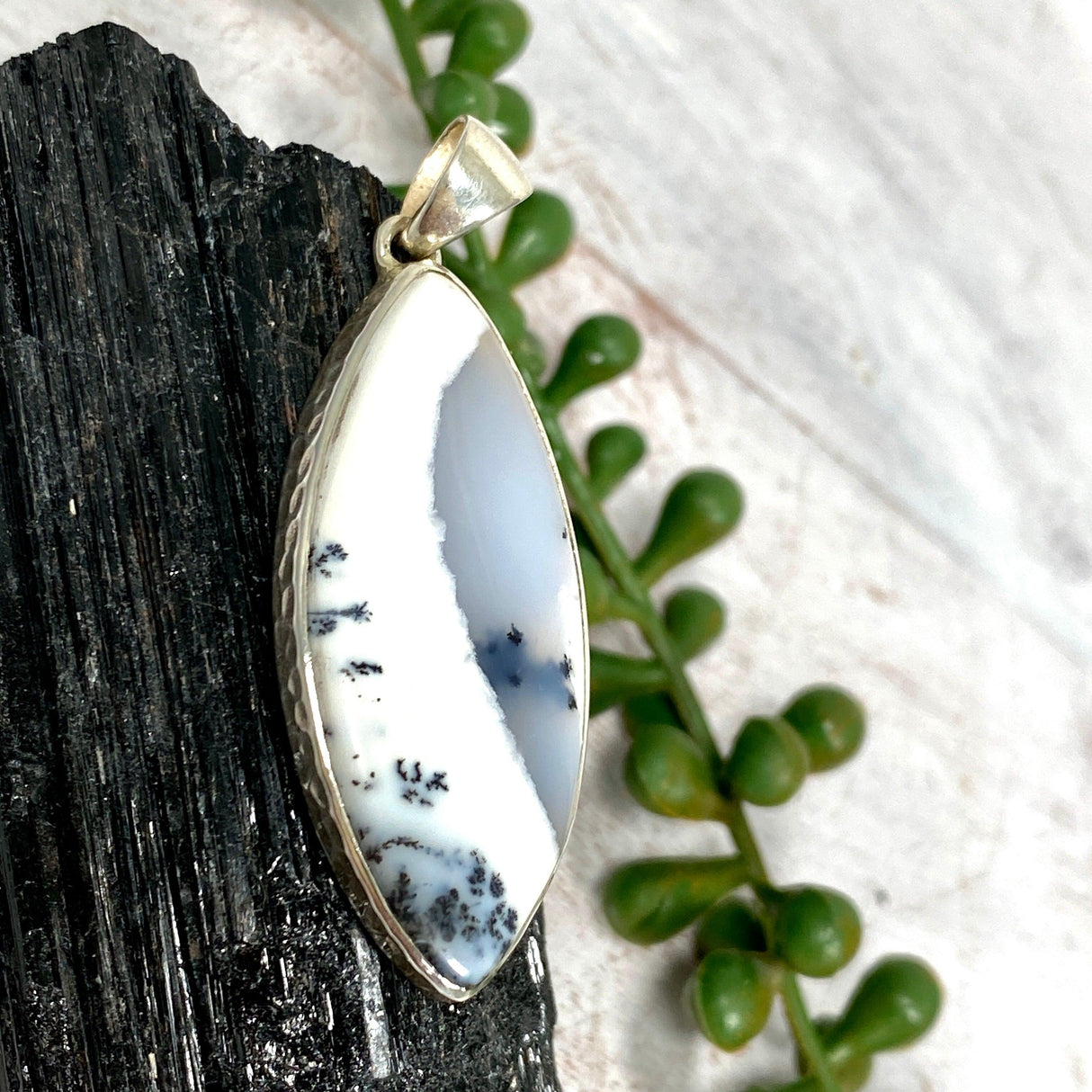 Dendritic Opal marquise pendant KPGJ3016 - Nature's Magick