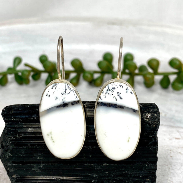 Dendritic Opal oval cabochon earrings KEGJ528 - Nature's Magick