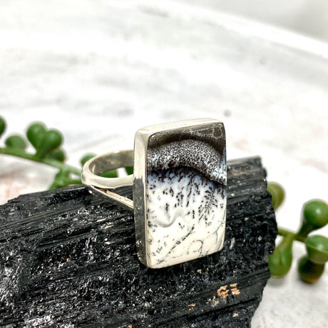 Dendritic Opal rectangular ring s.10 KRGJ2294 - Nature's Magick