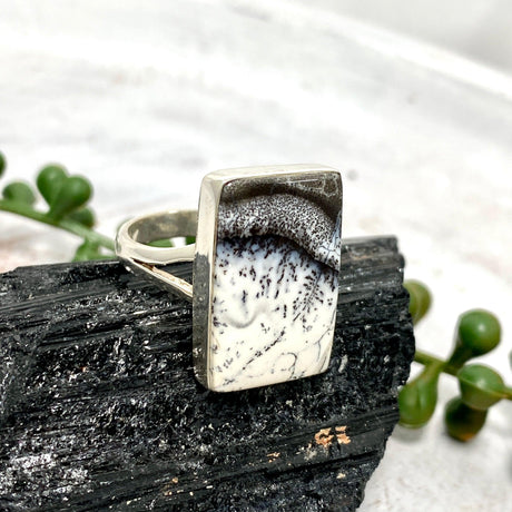 Dendritic Opal rectangular ring s.10 KRGJ2294 - Nature's Magick