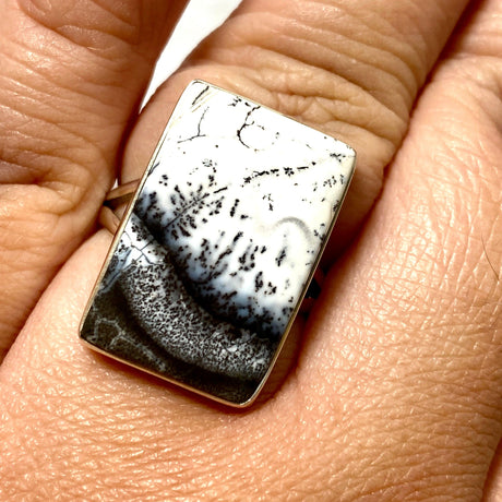 Dendritic Opal rectangular ring s.10 KRGJ2294 - Nature's Magick