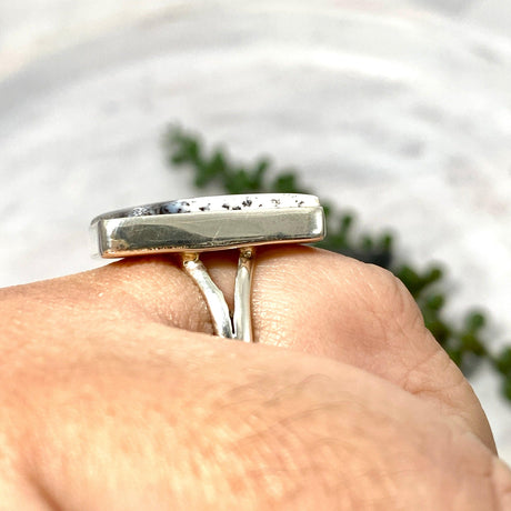 Dendritic Opal rectangular ring s.10 KRGJ2294 - Nature's Magick