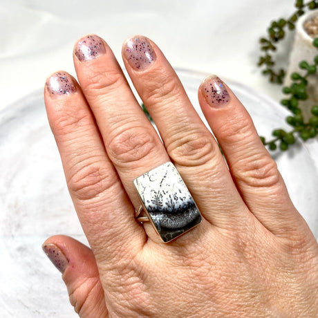 Dendritic Opal rectangular ring s.10 KRGJ2294 - Nature's Magick