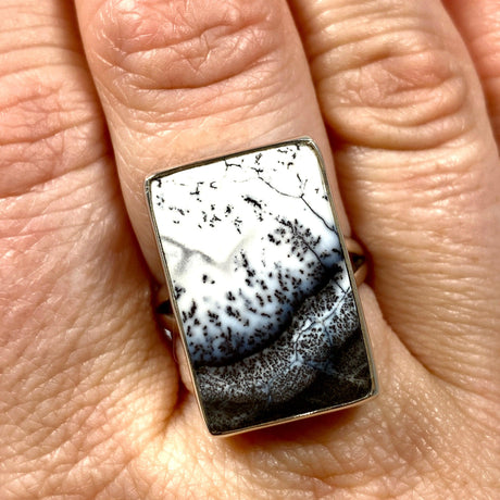 Dendritic Opal rectangular ring s.9 KRGJ2293 - Nature's Magick