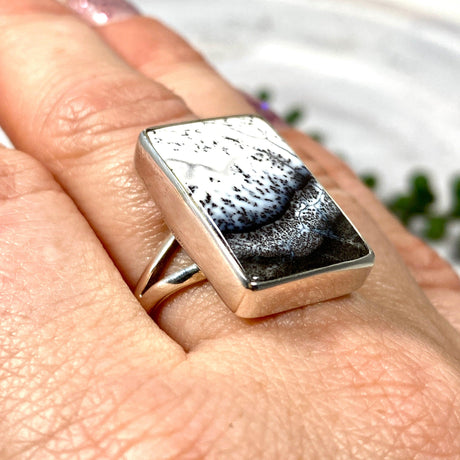 Dendritic Opal rectangular ring s.9 KRGJ2293 - Nature's Magick