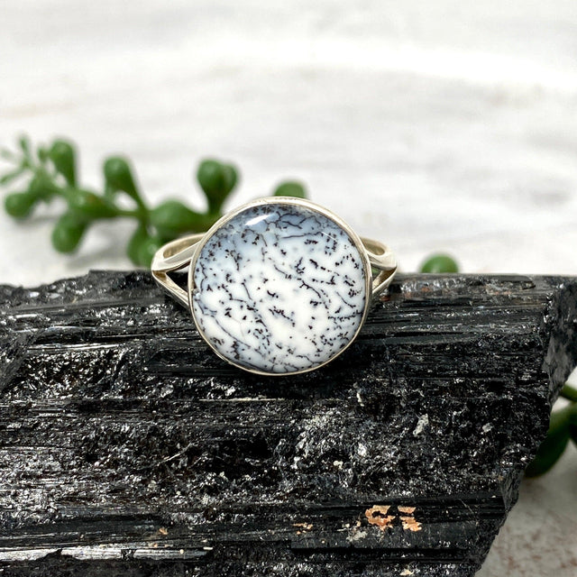 Dendritic Opal round ring s.10 KRGJ2295 - Nature's Magick