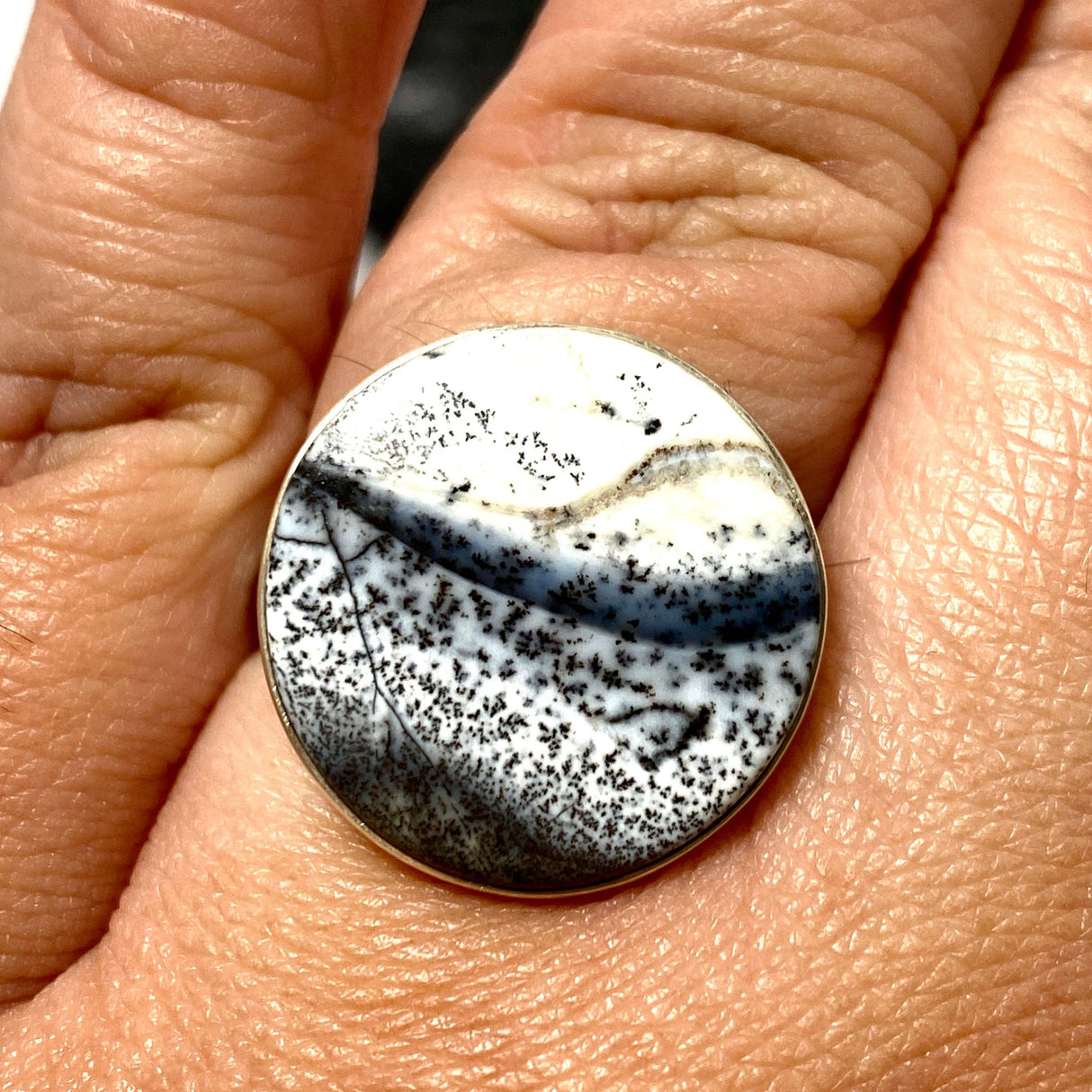 Dendritic Opal round ring s.11 KRGJ2296 - Nature's Magick