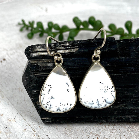 Dendritic Opal teardrop earrings KEGJ1017 - Nature's Magick