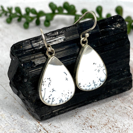 Dendritic Opal teardrop earrings KEGJ1017 - Nature's Magick