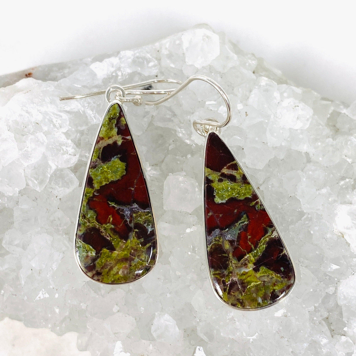 Dragon Blood Stone Teardrop Earrings KEGJ1435 - Nature's Magick