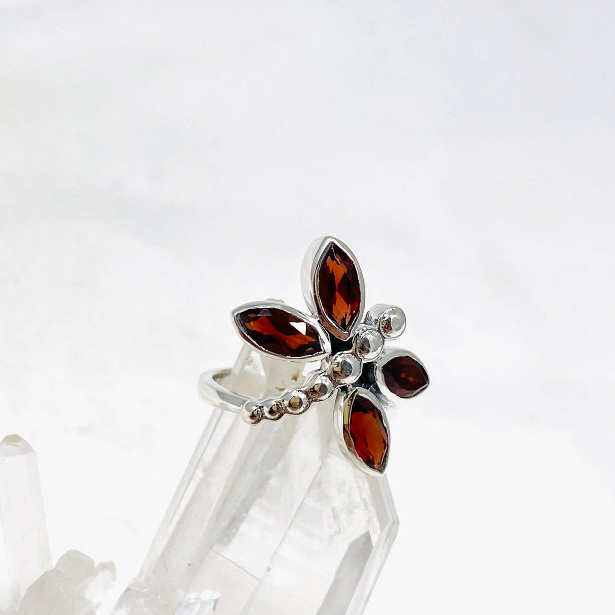 Dragonfly Ring with Faceted Garnet R3887 - Nature's Magick