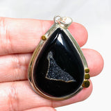 Druzy Agate Teardrop Pendant with Brass Accents KPGJ4359 - Nature's Magick