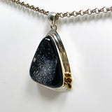 Druzy Agate Triangular Pendant with Brass Accents KPGJ4360 - Nature's Magick