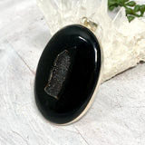 Druzy Black Agate oval pendant KPGJ3175 - Nature's Magick