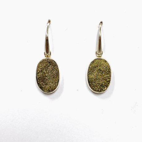 Druzy Pyrite Oval Earrings PEGJ160 - Nature's Magick