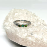 Emerald & Chrome Diopside in 925 silver with 18ct Gold plate Size 7.5 GRA919