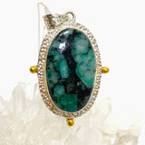 Emerald Oval Cabochon Pendant in a Decorative Setting KPGJ4638