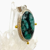 Emerald Oval Cabochon Pendant in a Decorative Setting KPGJ4638