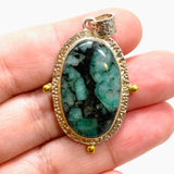 Emerald Oval Cabochon Pendant in a Decorative Setting KPGJ4638