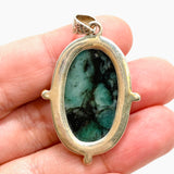 Emerald Oval Cabochon Pendant in a Decorative Setting KPGJ4638