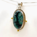 Emerald Oval Cabochon Pendant in a Decorative Setting KPGJ4638