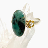 Emerald Oval Cabochon Ring with Brass Detailing Size 11 KPGJ3296