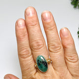 Emerald Oval Cabochon Ring with Brass Detailing Size 11 KPGJ3296