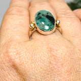 Emerald Oval Cabochon Ring with Brass Detailing Size 11 KPGJ3296