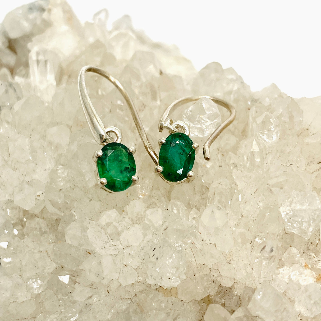 Emerald Oval Faceted Earrings PEGJ288