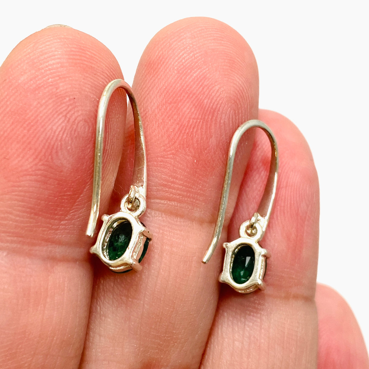 Emerald Oval Faceted Earrings PEGJ288