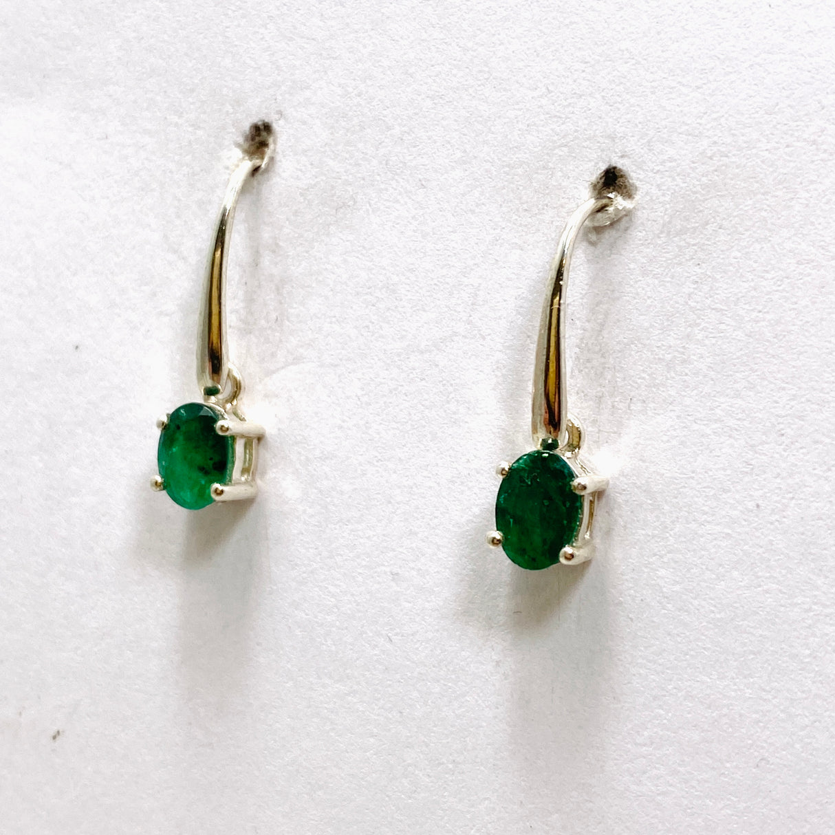 Emerald Oval Faceted Earrings PEGJ288