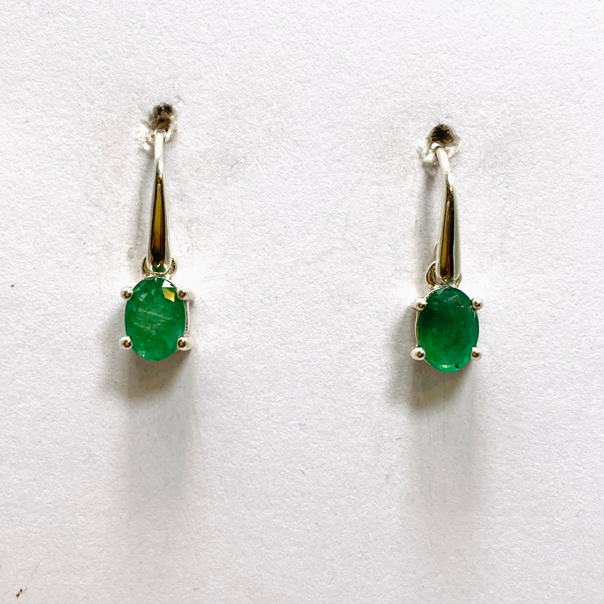 Emerald Oval Faceted Earrings PEGJ289